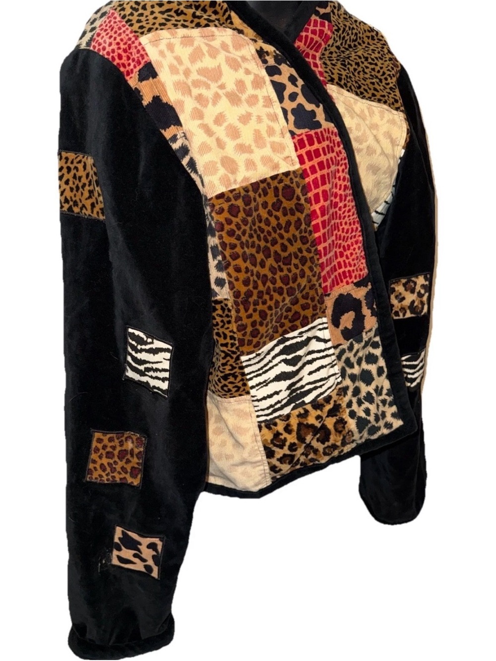 Stonebridge Women's Vintage Patchwork Jacket Size Large Animal Print Top - Picture 3 of 6